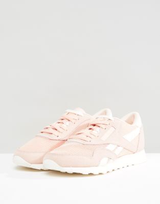peach reebok trainers