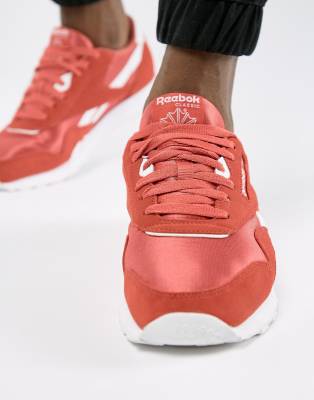 red reebok classic nylon