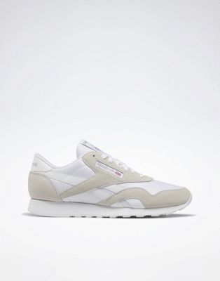 Reebok Classic Nylon trainers in white and beige
