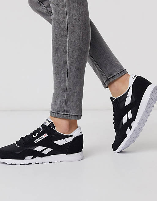 Reebok Classic Nylon trainers in white and black