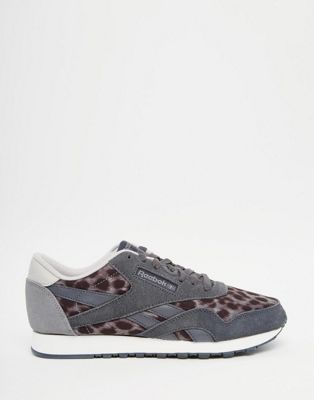 reebok classic nylon sneakers in leopard print