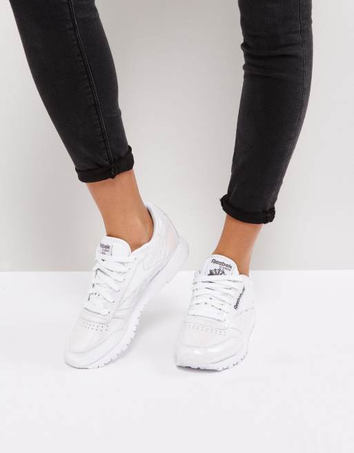 Atlas sentido Entrada Reebok Classic Patent Pearl Sneakers In White | ASOS