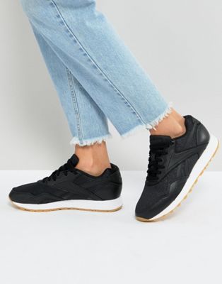 reebok classic rapide trainers with gum sole in black