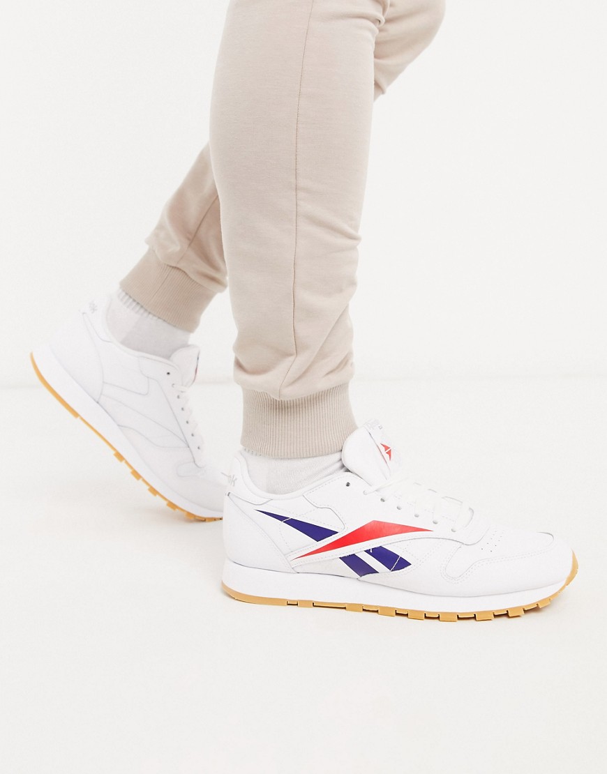 Reebok Classic - Sneakers bianche in pelle con logo Vector-Bianco