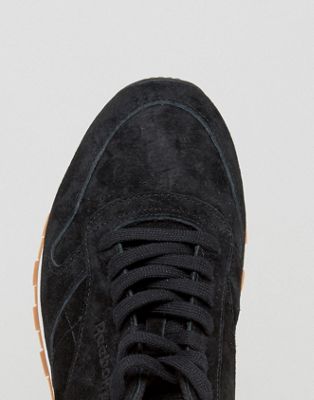 reebok classic suede gum sole trainers in black bs7892