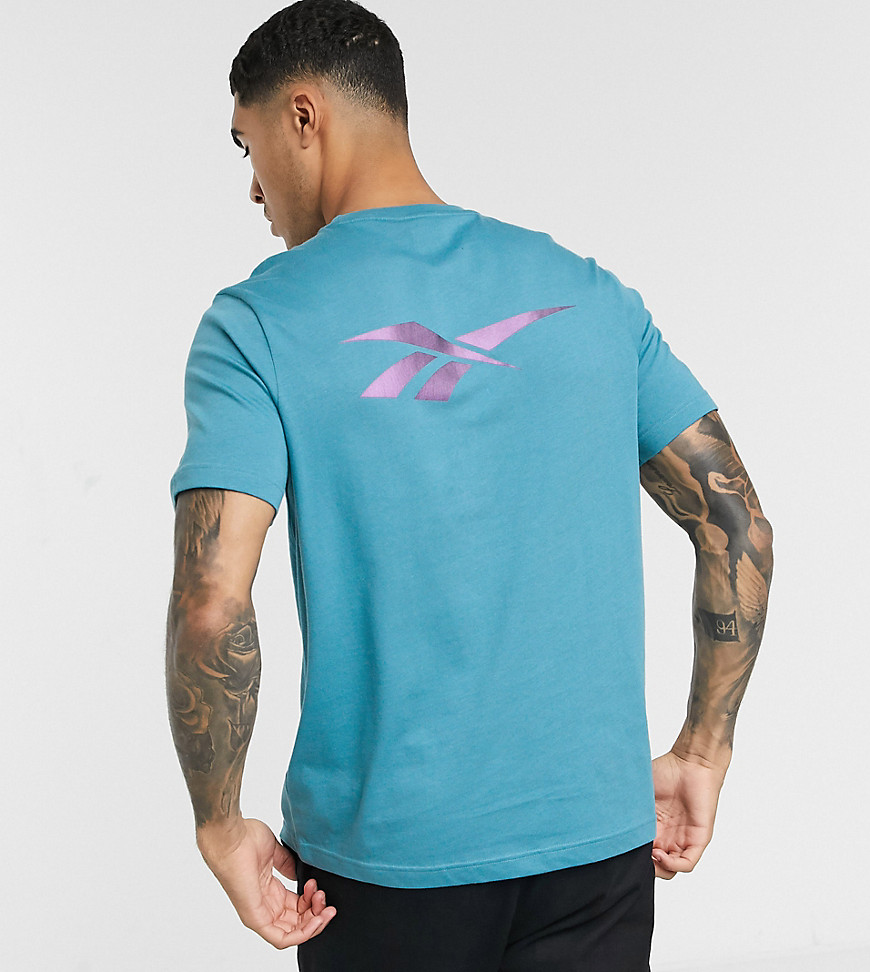 Reebok classic t-shirt with reflective back print in blue exclusive to asos-White
