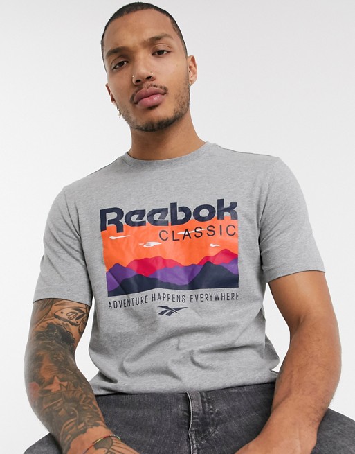 Reebok classic t-shirt with trail print in grey