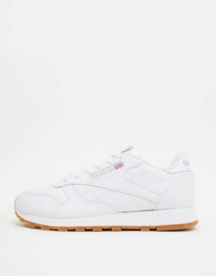 reebok classic white leather trainers with gum sole