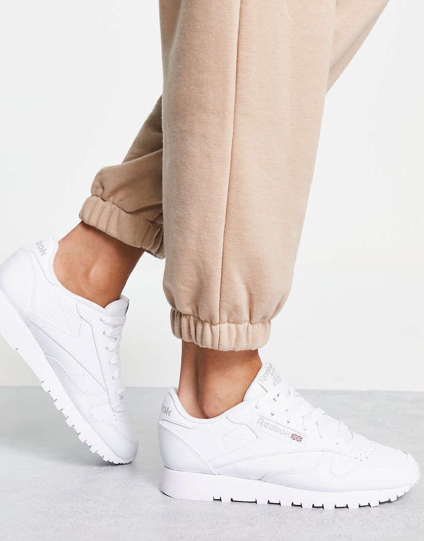 Shop Reebok Classic Leather Sneakers In Triple White