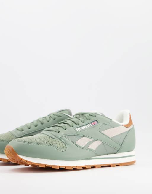 reebok leather enfant verte