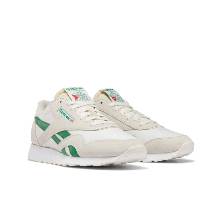 Asesino futuro Imperialismo Reebok Classics CL Nylon sneakers in Chalk/Green | ASOS