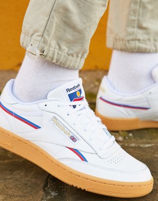 reebok club c 85 trainers with gum sole in white