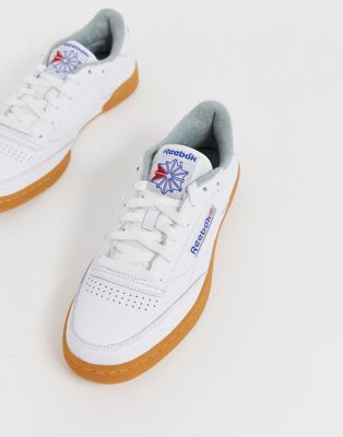 reebok classic club c 85 sneakers in white leather with gum sole