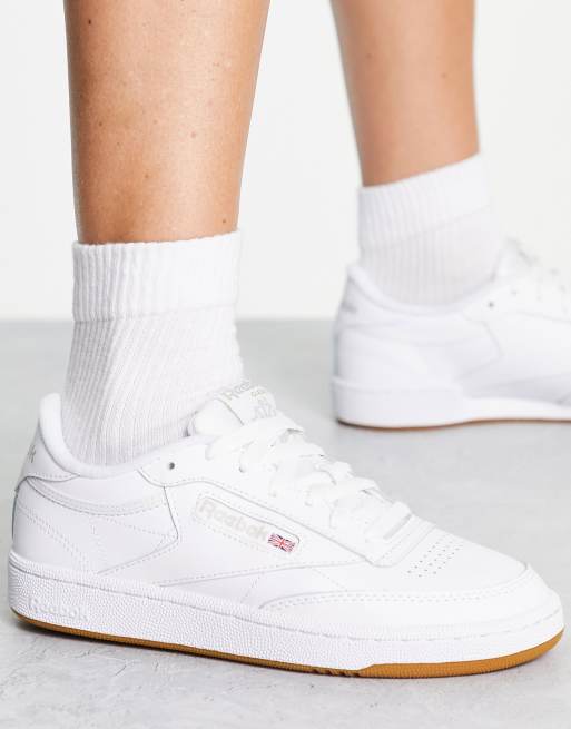 Reebok C 85 trainers in white with gum sole | ASOS