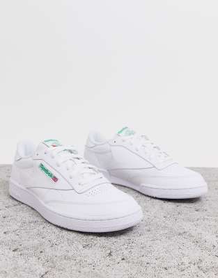 Reebok club c cheap white and green trainers