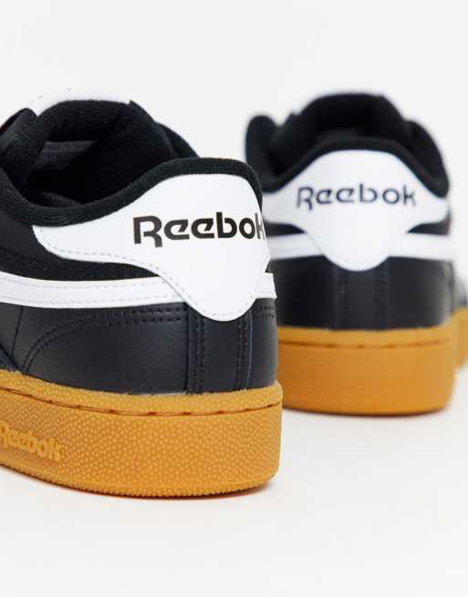 Reebok club c revenge trainers sale in black with gum sole