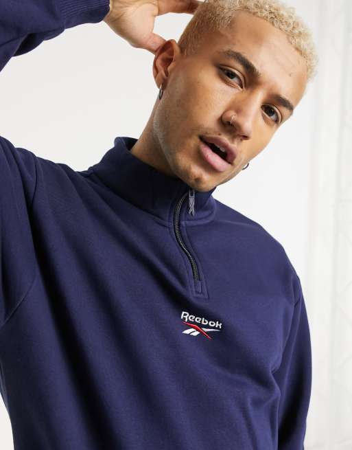 Reebok Classics half zip sweat in navy with central logo