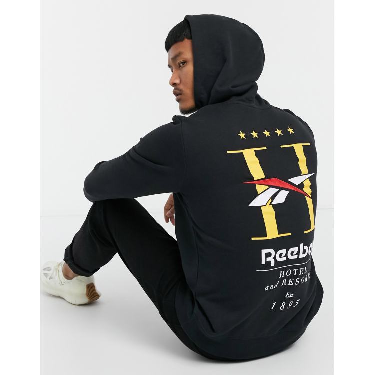 Reebok Classics hoodie with hotel print in black | ASOS