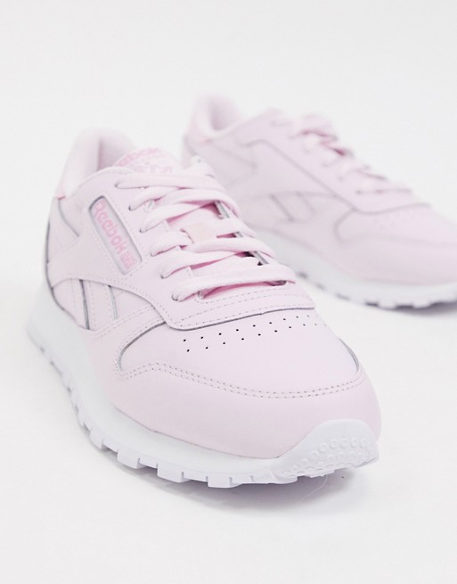 Reebok Classics leather sneakers in pxiel pink & white