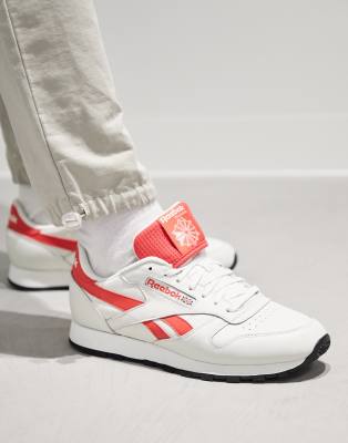 reebok red leather sneakers