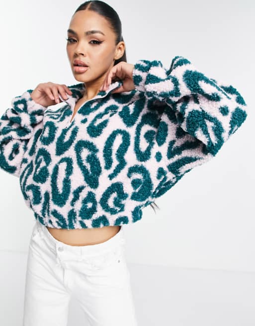 Cheetah print cheap half zip pullover