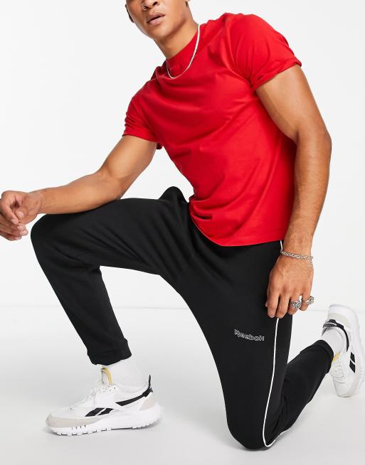 Reebok Classics logo trackies with piping in black
