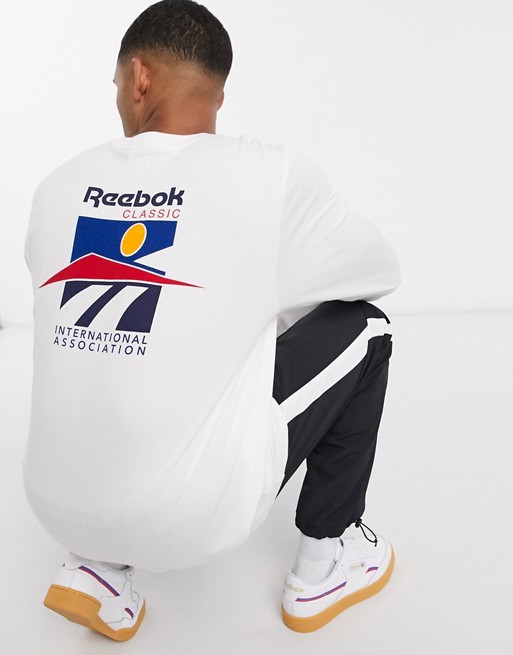 Reebok classics long sleeve t-shirt with international sports back print in white