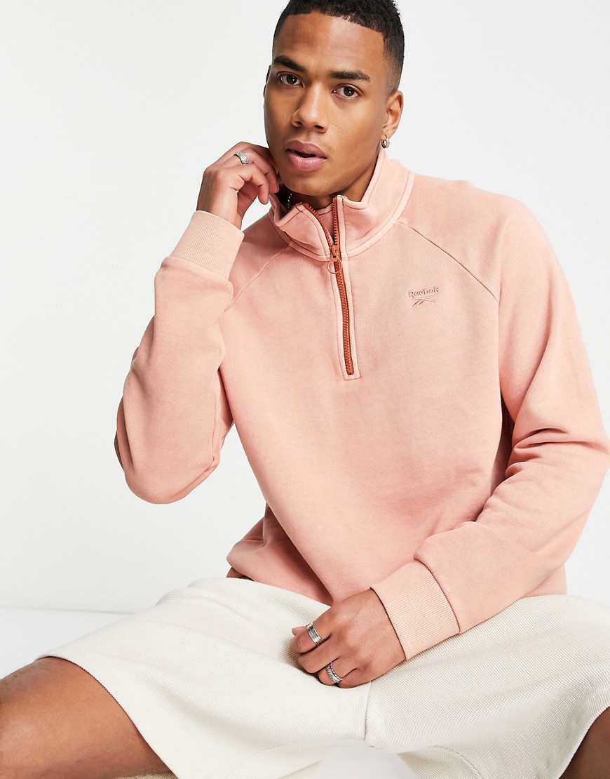 Reebok Classics Natural Dye half zip sweatshirt in pink-Orange