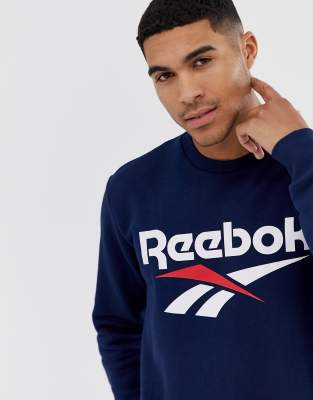 reebok classics navy vector logo sweatshirt