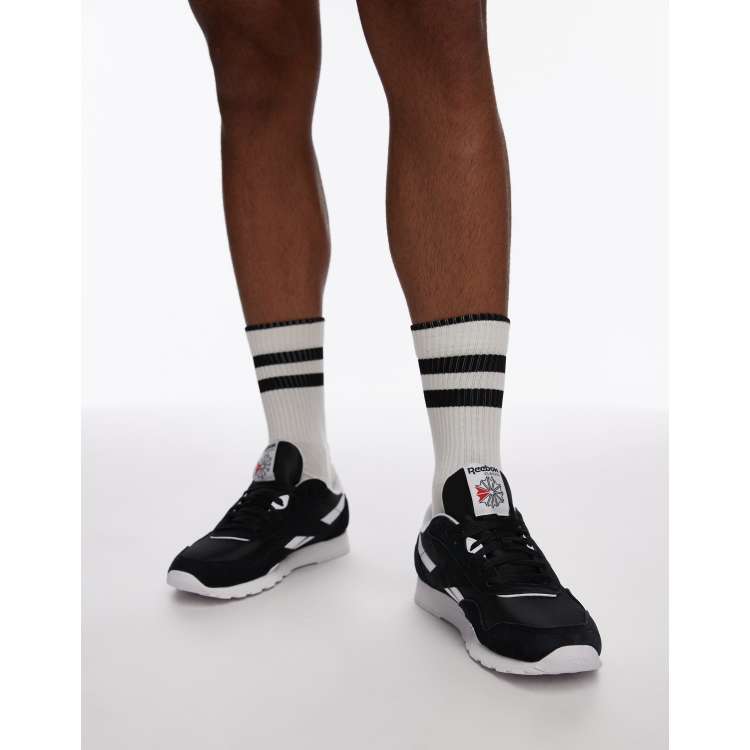 Black and white nylon reebok best sale