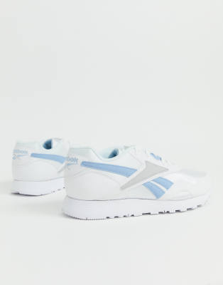 white and baby blue reebok classics
