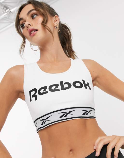 Reebok Classics - Reggiseno sportivo bianco con logo