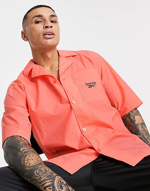 Shirts Reebok Classics summer revere collar shirt co-ord in orange 