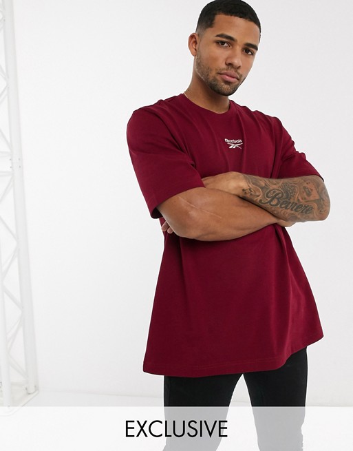Reebok Classics t-shirt with central logo in burgundy exclusive to ASOS
