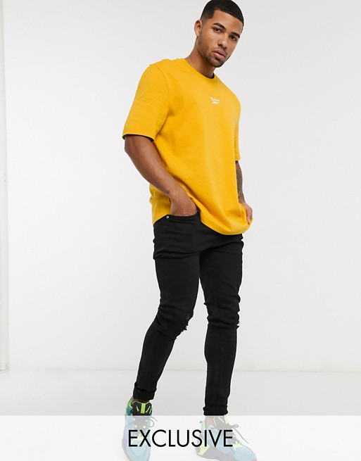 Reebok Classics t-shirt with central logo in yellow exclusive to ASOS