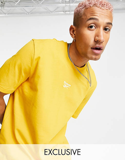 Reebok Classics t-shirt with central logo in yellow exclusive to ASOS