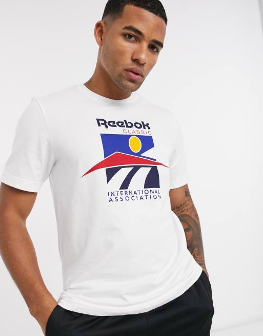 Reebok Classics t shirt with international sports logo in white