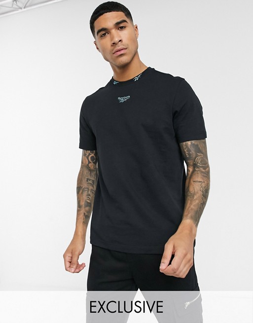 Reebok classics t-shirt with neck logo embroidery in grey exclusive to asos
