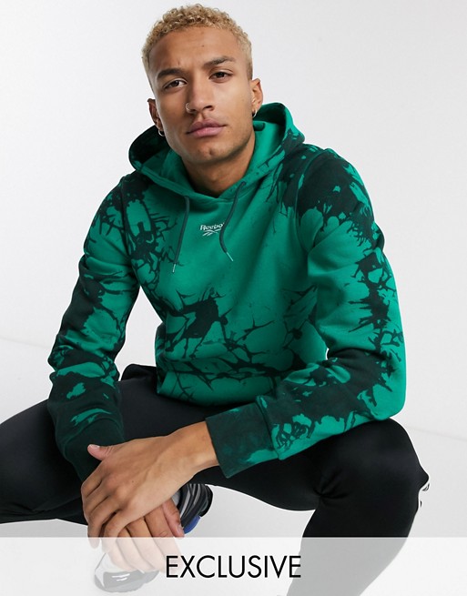 Reebok classics tie dye hoodie in green exclusive to asos