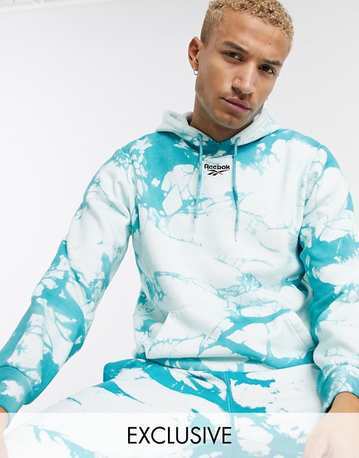 Reebok classics tie dye hoodie in blue and white exclusive to asos