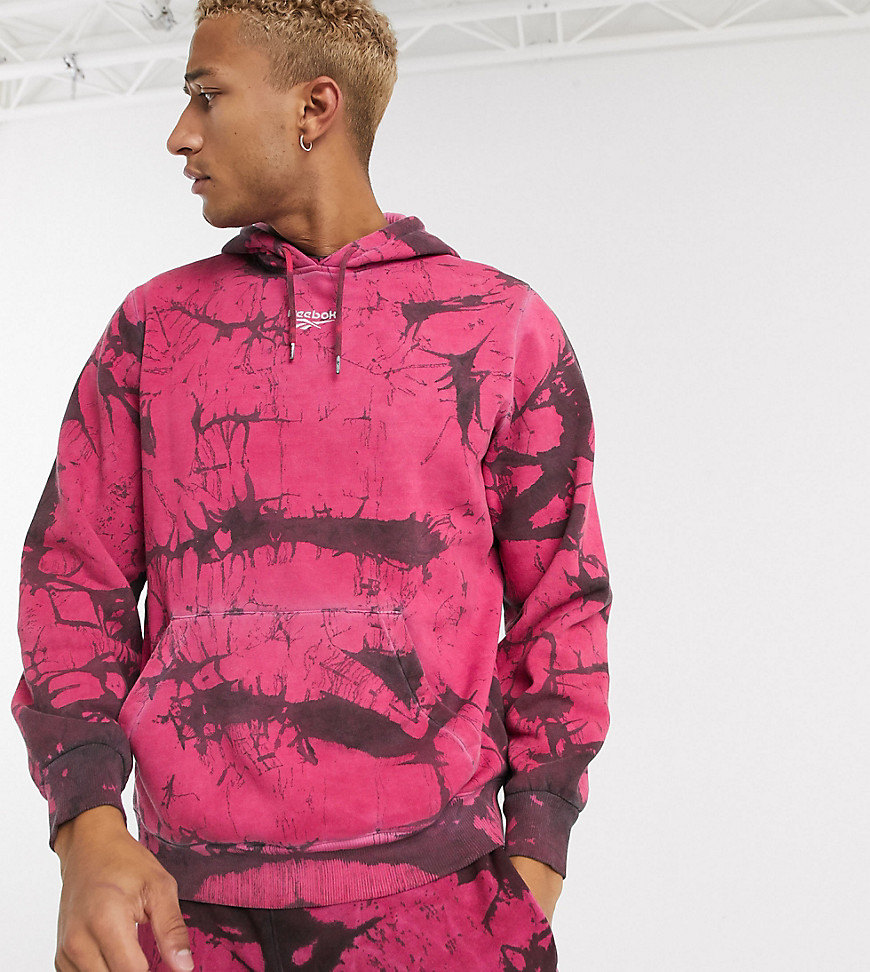 Reebok classics tie dye hoodie in pink and black exclusive to asos