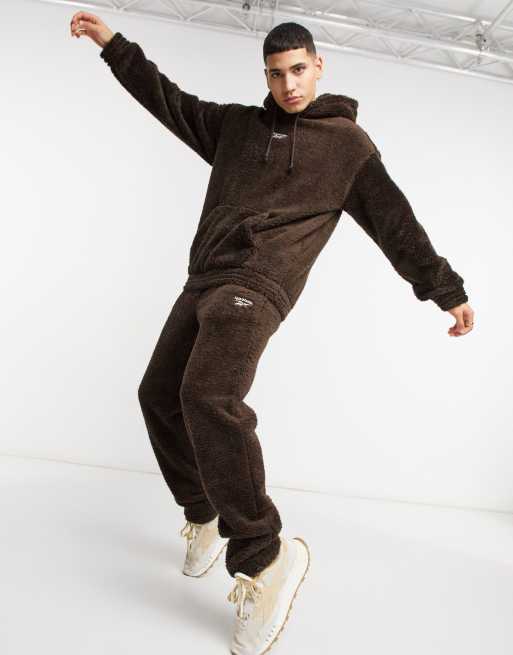 Reebok Cozy cuffed trackies in brown, ASOS