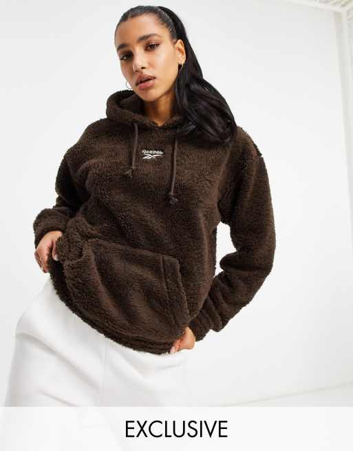 Reebok classic shop hoodie womens brown