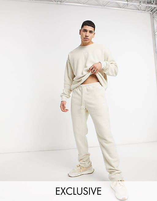 Men Reebok Classics Toast co-ord joggers in off white terry towelling exclusive to  