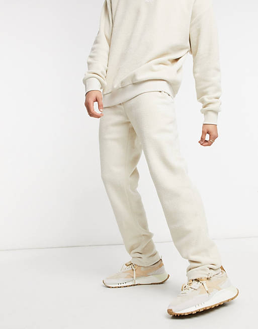 Men Reebok Classics Toast co-ord joggers in off white terry towelling exclusive to  