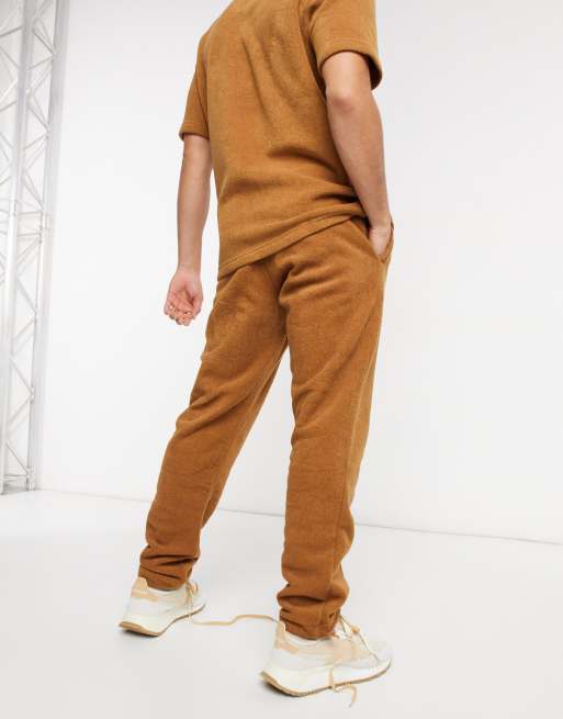 Reebok Classics Toast co ord joggers in tan terry towelling exclusive to ASOS