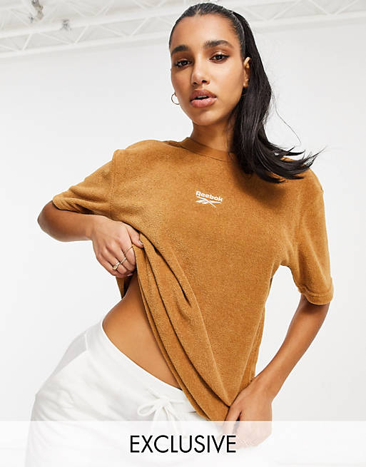 Reebok Classics Toast co-ord t-shirt in tan terry toweling exclusive to ASOS