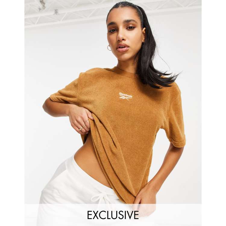 Reebok Classics Toast co ord t shirt in tan terry toweling exclusive to ASOS