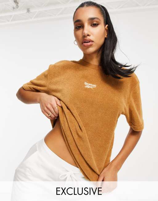 Reebok Classics Toast co-ord t-shirt in tan terry toweling