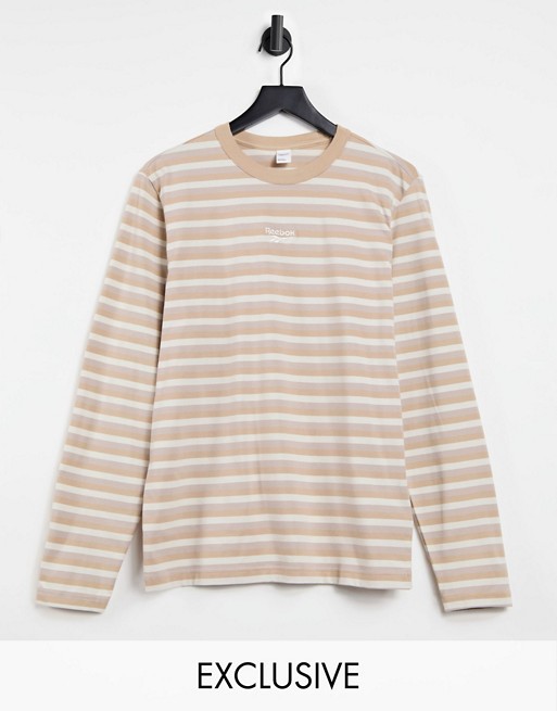 Reebok Classics Toast striped long sleeve t-shirt in stone exclusive to ASOS